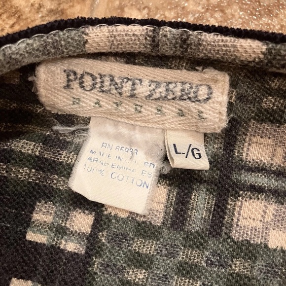 Vintage Point Zero Patchwork Pattern Henley Shirt Mens Large Boxy - Picture 5 of 9